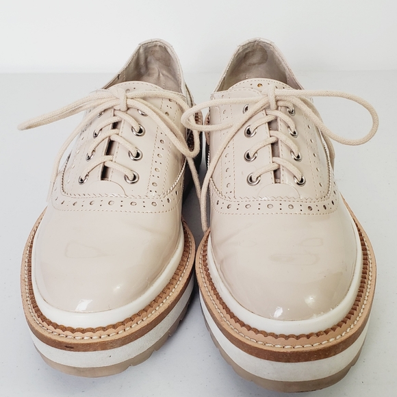 Zara Basic Platform Oxford Patent Leather Lace up Shoes - Picture 2 of 6